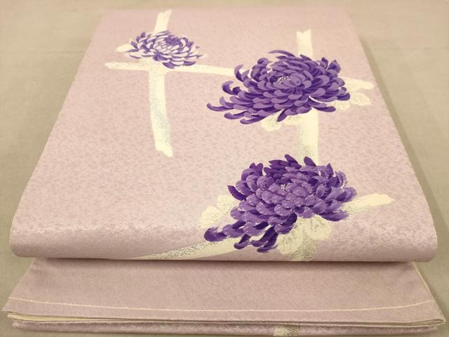 平和屋着物◎六通柄袋帯 籬に乱菊 銀糸 正絹 逸品 AAAZ5839dt