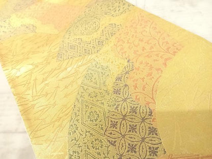 平和屋着物◎佐賀錦 六通柄袋帯 地紙花文 金糸 正絹 逸品 AAAZ5844yx