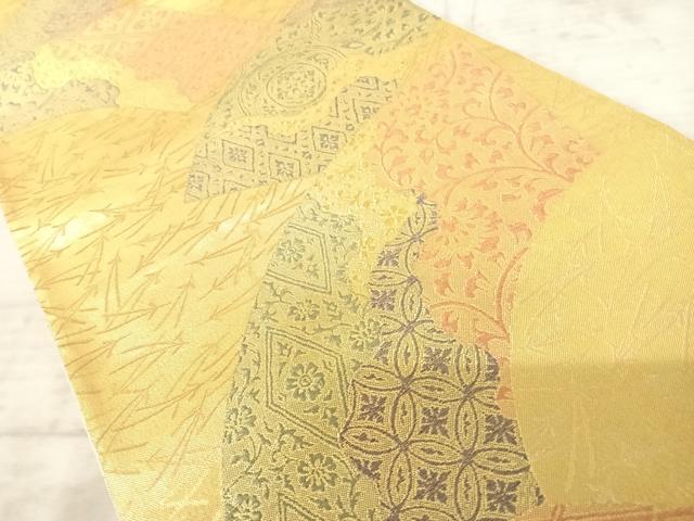 平和屋着物◎佐賀錦 六通柄袋帯 地紙花文 金糸 正絹 逸品 AAAZ5844yx
