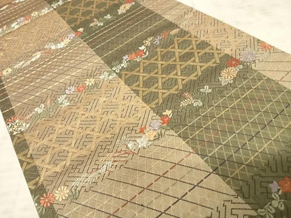 平和屋着物◎六通柄袋帯 唐織 花籬文 金銀糸 正絹 逸品 AAAZ5855yx