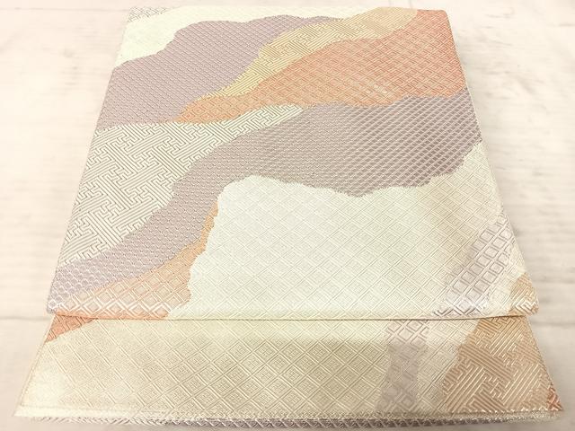 平和屋着物◎佐賀錦 六通柄袋帯 吉祥文様 銀糸 正絹 逸品 AAAZ5866yx