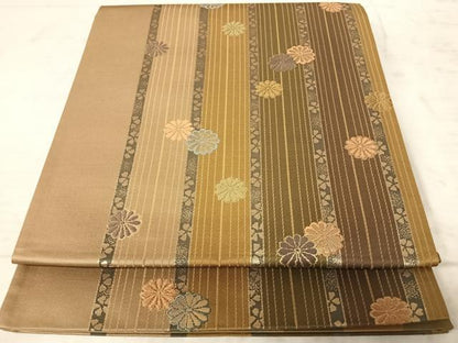 平和屋着物◎六通柄袋帯　唐織　舞花文　金糸　正絹　逸品　AAAZ5868yx