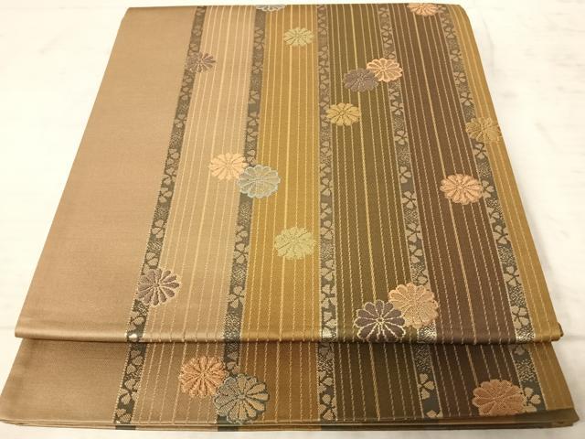 平和屋着物◎六通柄袋帯　唐織　舞花文　金糸　正絹　逸品　AAAZ5868yx