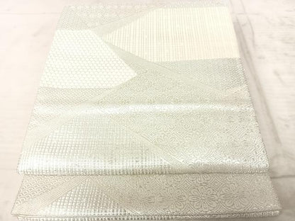 平和屋着物◎六通柄袋帯 吉祥花文 銀糸 正絹 逸品 AAAZ5872yx