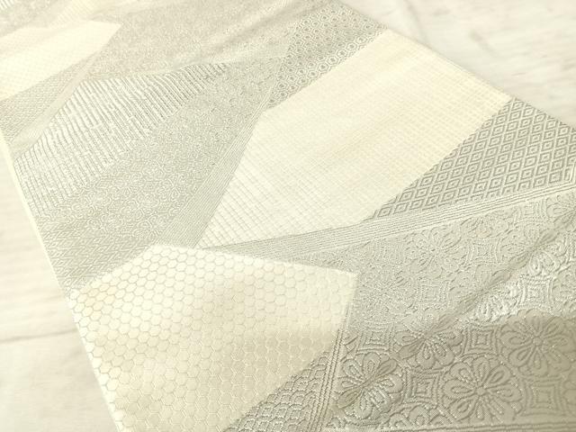 平和屋着物◎六通柄袋帯 吉祥花文 銀糸 正絹 逸品 AAAZ5872yx