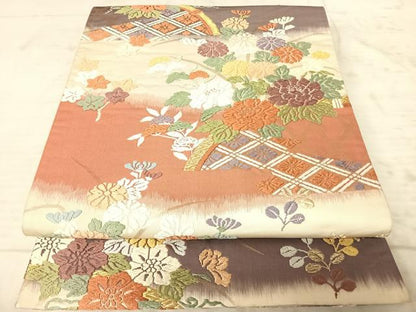 平和屋着物◎六通柄袋帯 唐織 籬花文 金糸 正絹 逸品 AAAZ5878yx