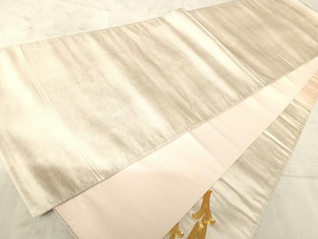 平和屋着物◎太鼓柄袋帯 駒刺繍 舞葉文 金糸 正絹 逸品 AAAZ5884yx