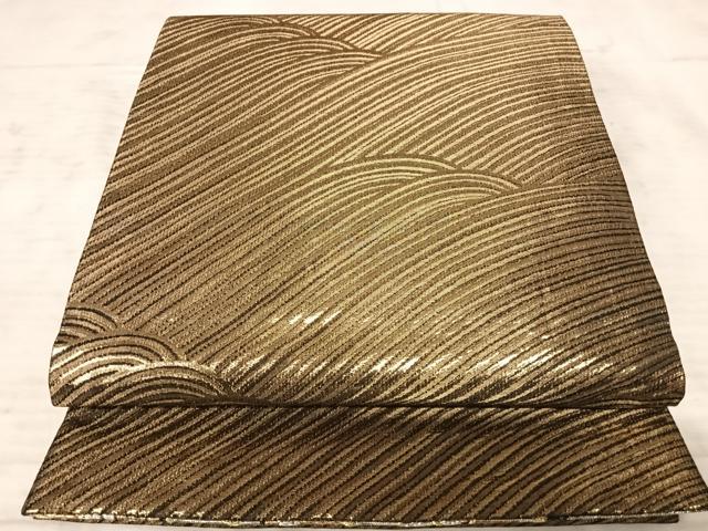 平和屋着物◎両面六通柄袋帯　流水花文　金銀糸　正絹　逸品　AAAZ5907yx