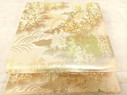 平和屋着物◎佐賀錦 六通柄袋帯 樹林文 金銀糸 正絹 逸品 AAAZ5909yx