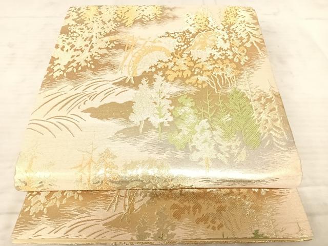 平和屋着物◎佐賀錦 六通柄袋帯 樹林文 金銀糸 正絹 逸品 AAAZ5909yx