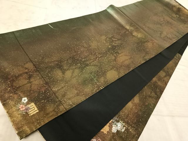 平和屋着物◎太鼓柄袋帯 唐織 扇面花文 引箔 正絹 逸品 AAAZ5914yx