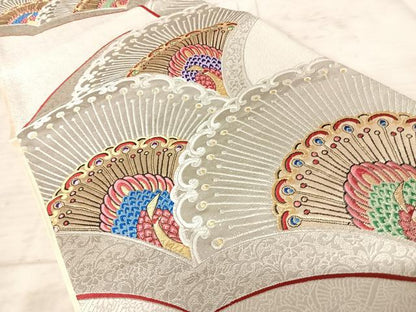 平和屋着物◎六通柄袋帯 孔雀文 金銀糸 正絹 逸品 AAAZ5922yx