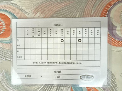 平和屋着物◎六通柄袋帯　孔雀羽文　銀糸　正絹　逸品　AAAZ5923yx