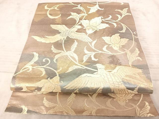平和屋着物◎六通柄袋帯 更紗花鳥文 金糸 引箔 正絹 逸品 AAAZ5928yx