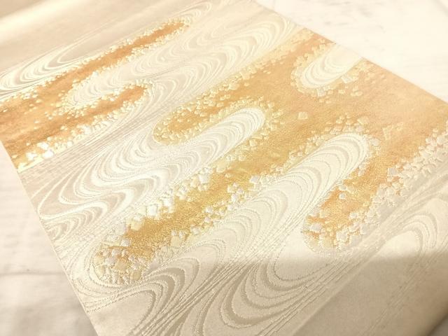 平和屋着物◎六通柄袋帯 JOEN 流水箔散らし文 金銀糸 正絹 逸品 AAAZ5932yx