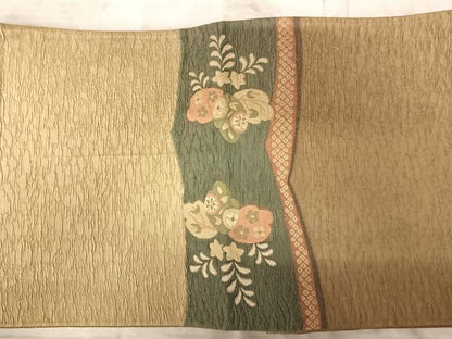 平和屋着物◎太鼓柄袋帯　草花文　正絹　逸品　AAAZ5934yx
