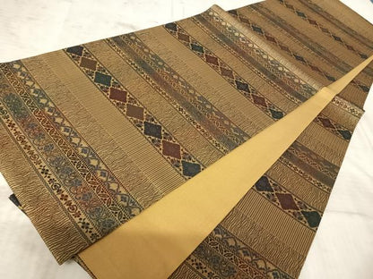 平和屋着物◎全通柄袋帯 横段花文 正絹 逸品 AAAZ5945yx