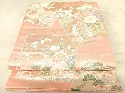 平和屋着物◎六通柄袋帯 唐織 慶長色紙文 金銀糸 正絹 逸品 AAAZ5946yx