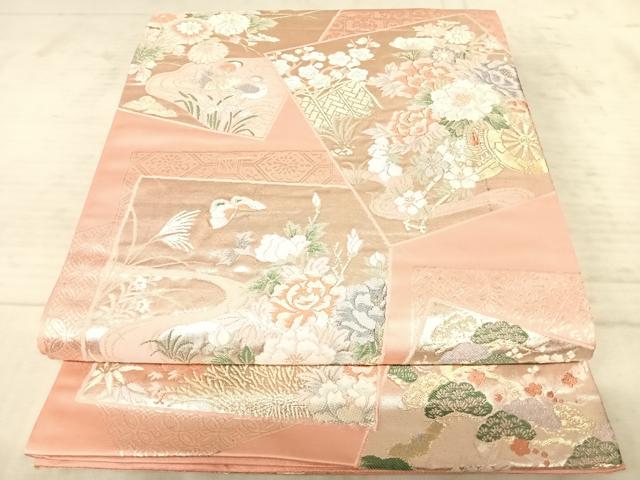平和屋着物◎六通柄袋帯 唐織 慶長色紙文 金銀糸 正絹 逸品 AAAZ5946yx