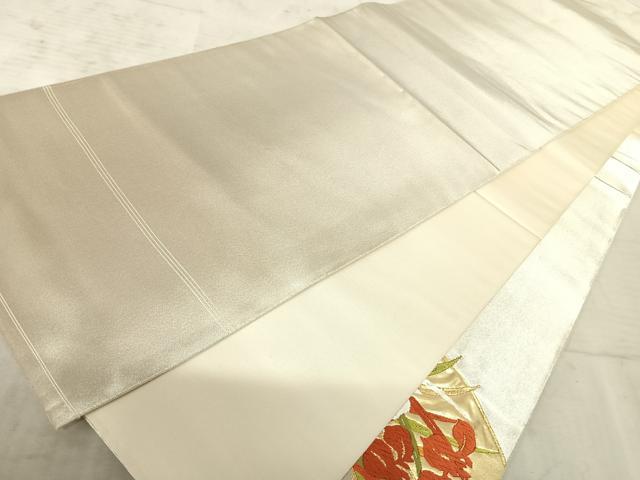 平和屋着物◎太鼓柄袋帯　唐織　扇面花文　金糸　正絹　逸品　AAAZ5960yx
