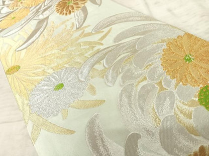 平和屋着物◎六通柄袋帯 草花文 金銀糸 正絹 逸品 AAAZ5969yx