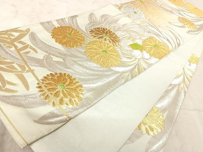 平和屋着物◎六通柄袋帯 草花文 金銀糸 正絹 逸品 AAAZ5969yx