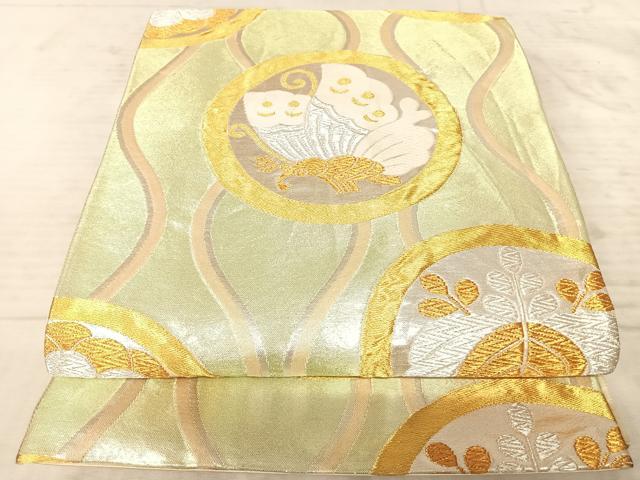 平和屋着物◎六通柄袋帯 唐織 花蝶文 金銀糸 正絹 逸品 AAAZ5988yx