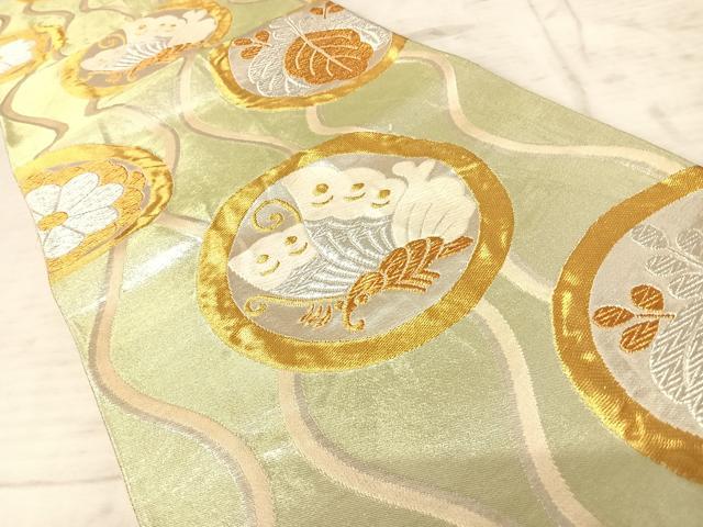 平和屋着物◎六通柄袋帯 唐織 花蝶文 金銀糸 正絹 逸品 AAAZ5988yx