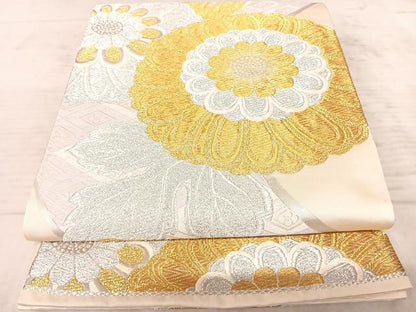 平和屋着物◎六通柄袋帯 唐織 菊 金銀糸 正絹 逸品 AAAZ5990yx