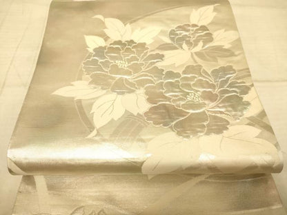 平和屋着物◎六通柄袋帯　花丸文　銀糸　正絹　逸品　AAAZ6207cs