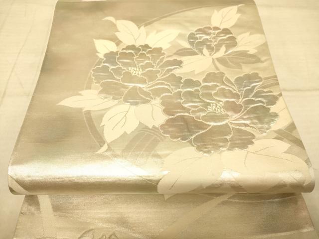 平和屋着物◎六通柄袋帯　花丸文　銀糸　正絹　逸品　AAAZ6207cs