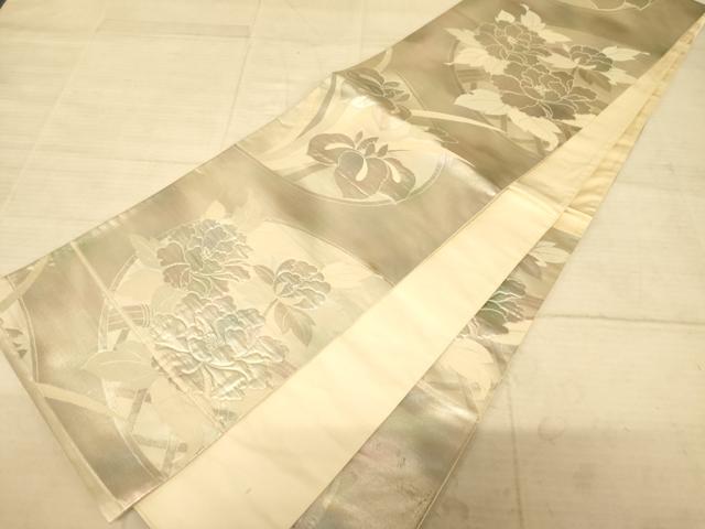 平和屋着物◎六通柄袋帯　花丸文　銀糸　正絹　逸品　AAAZ6207cs
