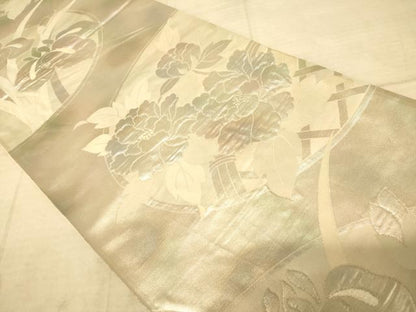 平和屋着物◎六通柄袋帯　花丸文　銀糸　正絹　逸品　AAAZ6207cs