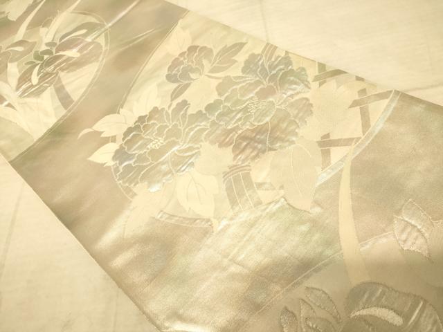 平和屋着物◎六通柄袋帯　花丸文　銀糸　正絹　逸品　AAAZ6207cs