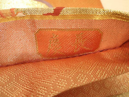 平和屋着物◎九百佐賀錦　六通柄袋帯　唐織　花扇文　慶長　金糸　正絹　逸品　AAAZ6211cs