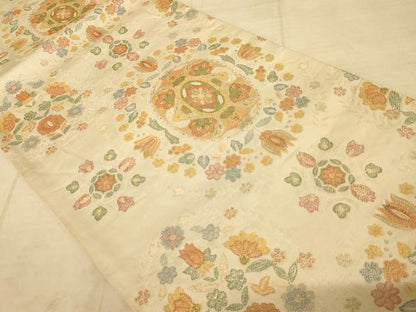 平和屋着物◎六通柄袋帯 飾花文 金糸 正絹 逸品 AAAZ6218cs