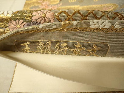 平和屋着物◎六通柄袋帯 唐織 王朝行幸文 金糸 正絹 逸品 AAAZ6227cs