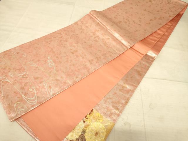 平和屋着物◎太鼓柄袋帯 流水菊文 金彩 正絹 逸品 AAAZ6234cs