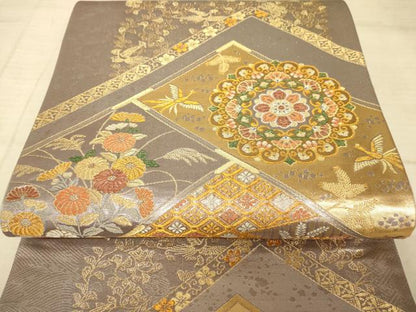 平和屋着物◎六通柄袋帯　正倉院花鳥文　金銀糸　正絹　逸品　AAAZ6251cs
