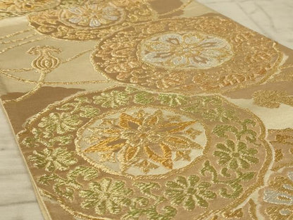 平和屋着物◎六通柄袋帯 花絵皿文 金銀糸 正絹 逸品 AAAZ6290ou