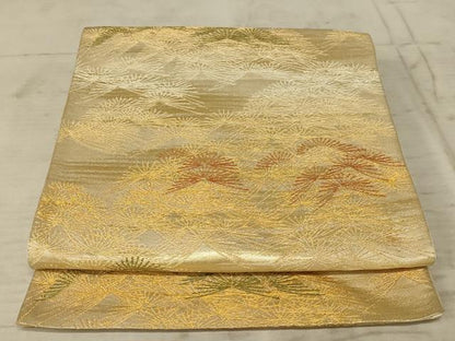 平和屋着物◎六通柄袋帯 松葉文 金糸 正絹 逸品 AAAZ6292ou