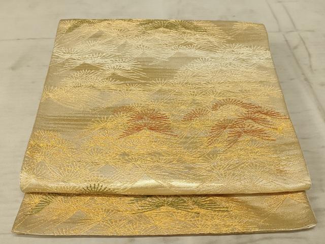 平和屋着物◎六通柄袋帯 松葉文 金糸 正絹 逸品 AAAZ6292ou
