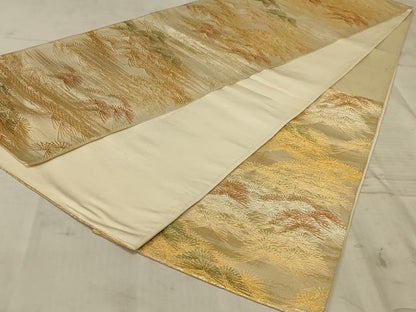 平和屋着物◎六通柄袋帯 松葉文 金糸 正絹 逸品 AAAZ6292ou