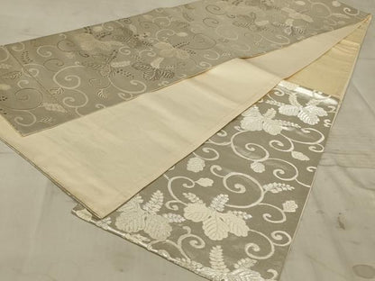平和屋着物◎六通柄袋帯　唐織　蔦の葉文　銀糸　正絹　逸品　AAAZ6296ou