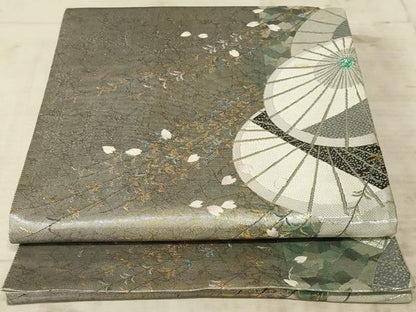 平和屋着物◎六通柄袋帯　唐織　古都の小径　金銀糸　正絹　逸品　AAAZ6300ou