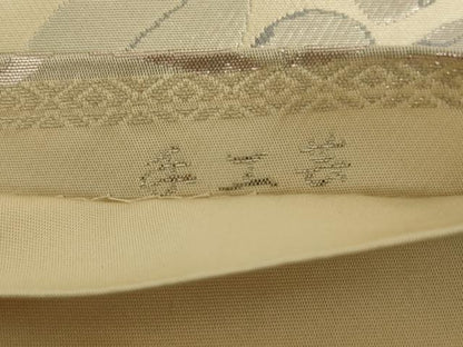 平和屋着物◎西陣　服部織物謹製　六通柄袋帯　こはく錦　手工芸　草花文　正絹　逸品　AAAZ6309ou