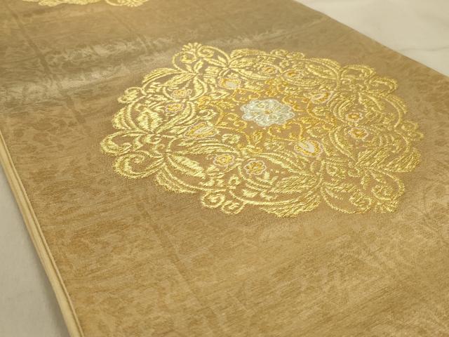 平和屋着物◎六通柄袋帯　正倉院花文　金糸　正絹　逸品　AAAZ6315ou