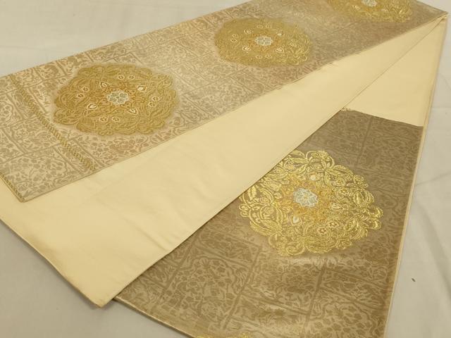 平和屋着物◎六通柄袋帯　正倉院花文　金糸　正絹　逸品　AAAZ6315ou