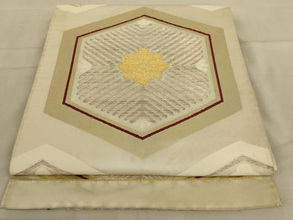 平和屋着物◎六通柄袋帯　亀甲花文　金糸　正絹　逸品　AAAZ6317ou