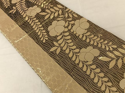 平和屋着物◎両面六通柄袋帯　吉祥花文　金糸　正絹　逸品　AAAZ6397mw